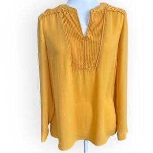 Talbots V Neck Butterscotch Sheer Career Blouse Size S